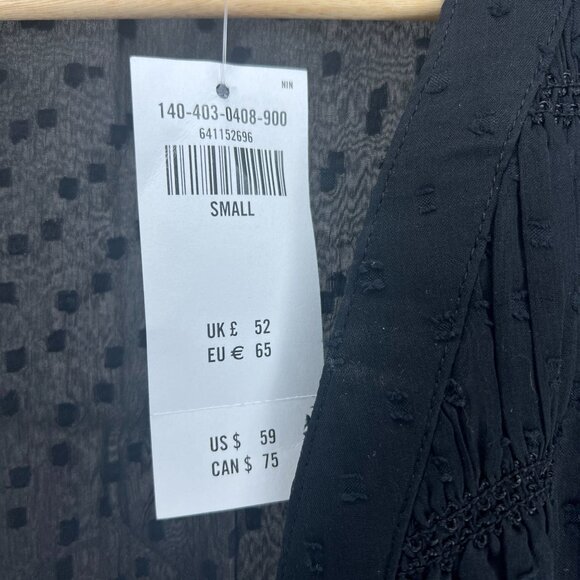 New Abercrombie & Fitch Women's Black Sheer Polka Dot V-Neck Blouse Long Sleeve - Picture 4 of 8
